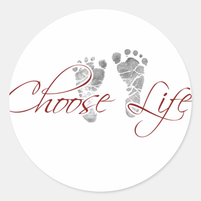 choose life classic round sticker (Front)