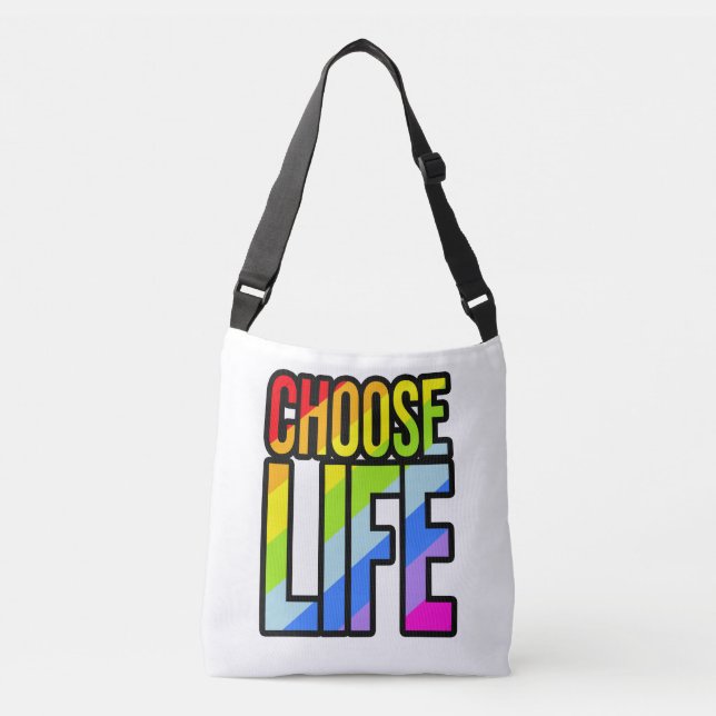 Choose life colourful text slogan tote bag (Front)