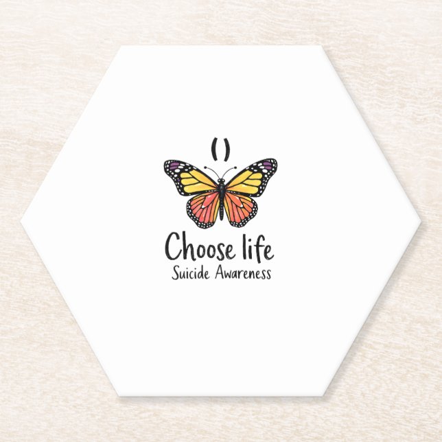 Choose life suicide Awareness Colorful Dragonfly T Paper Coaster (Front)