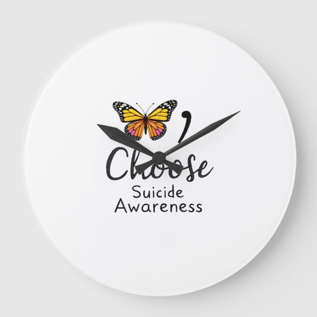 Choose life suicide Awareness Colourful Dragonfly  Large Clock (Front)