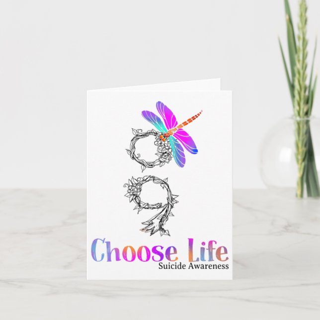 Choose Life Suicide Awareness Dragonfly  Card (Front)