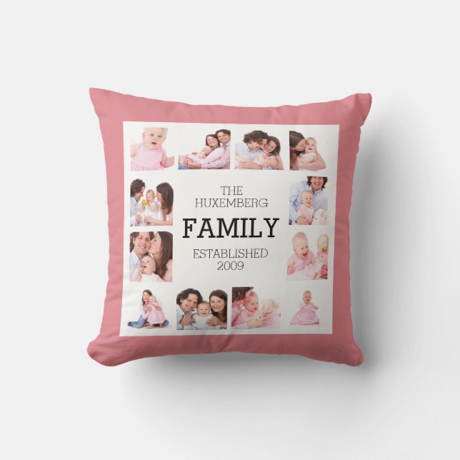 Choose Main Colour Custom Family Photos Cushion (Front)