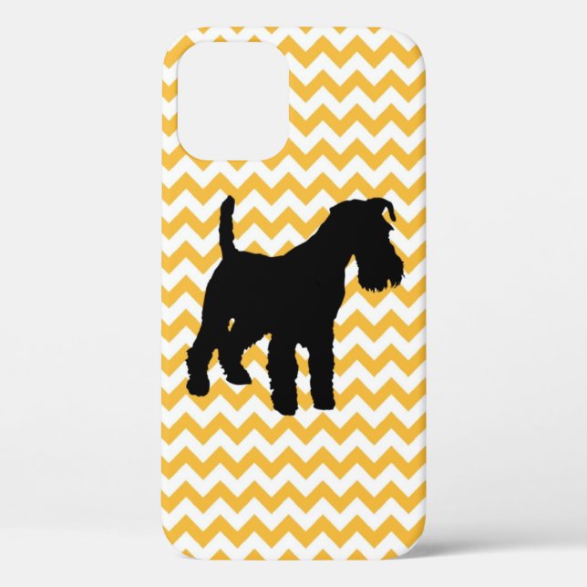 Choose Orange or Blue Chevron With Schnauzer C Case-Mate iPhone Case (Back)