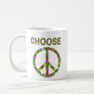 Choose Peace - Retro Flower Peace Sign Coffee Mug