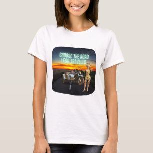 Choose the Road Less Travelled Fun Altered Art T-Shirt