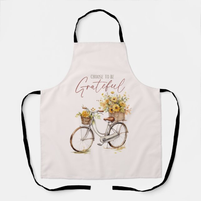 Choose to Be Grateful – Bicycle & Rustic Fall Apron (Front)