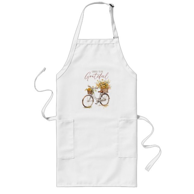 Choose to Be Grateful – Bicycle & Rustic Fall Long Apron (Front)