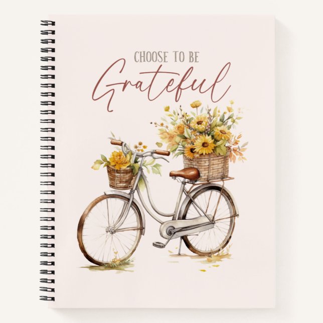 Choose to Be Grateful – Bicycle & Rustic Fall Notebook (Front)
