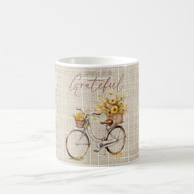 Choose to be Grateful Floral Bicycle Mug (Center)