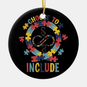Choose To Include Autism Awareness Teacher Special Ceramic Tree Decoration