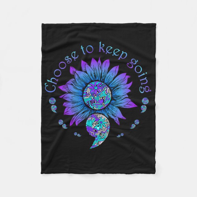 Choose To Keep Going - Suicide Prevention Awarenes Fleece Blanket (Front)