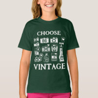 Choose Vintage Retro Camera Collage Kids' Greem