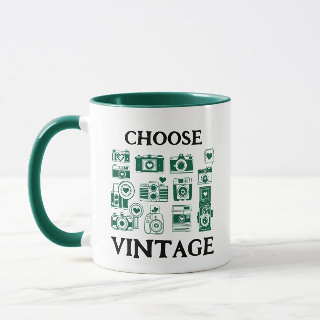 Choose Vintage Retro Camera Collage Mug (Left)
