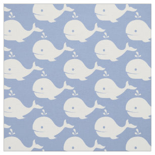 Choose your background colour cute Whale fabric