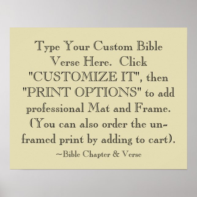 Choose Your Bible Verse Art Print, Optional Framed Poster (Front)
