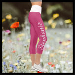 CHOOSE YOUR COLOR custom yoga capri leggings<br><div class="desc">CHOOSE YOUR COLOR custom yoga capri leggings! Printed edge to edge, with your name in large white script up one leg! Sample is pink with white waistband, but you can easily customise to colour of your choice. Also easy to change or delete example text. All Rights Reserved © 2020 Alan...</div>