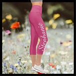 CHOOSE YOUR COLOR custom yoga capri leggings<br><div class="desc">CHOOSE YOUR COLOR custom yoga capri leggings! Printed edge to edge, with your name in large white script up one leg! Sample is pink, but you can easily customize to color of your choice, "create your own". Also easy to change or delete example text. All Rights Reserved © 2020 Alan...</div>