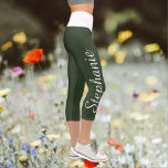 CHOOSE YOUR COLOR custom yoga capri leggings<br><div class="desc">CHOOSE YOUR COLOR custom yoga capri leggings! Printed edge to edge, with your name in large white script up one leg! Sample is hunter green with white waistband, but you can easily customise to colour of your choice. Also easy to change or delete example text. All Rights Reserved © 2020...</div>