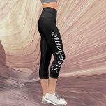 CHOOSE YOUR COLOR Custom Yoga Name Capri Leggings<br><div class="desc">CHOOSE YOUR COLOR custom yoga leggings! Printed edge to edge, with your name in large white script up one leg! Sample is black, but you can easily customise to colour of your choice. Also easy to change or delete example text, "create your own". All Rights Reserved © 2016 Alan &...</div>
