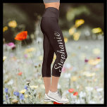 CHOOSE YOUR COLOR or dark brown yoga Capri Leggings<br><div class="desc">CHOOSE YOUR COLOR custom yoga capri leggings! Printed edge to edge, with your name in large white script up one leg! Sample is dark brown, but you can easily customise to colour of your choice. Also easy to change or delete example text. All Rights Reserved © 2020 Alan & Marcia...</div>