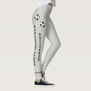 CHOOSE YOUR COLOR or Grey Soccer Team with Name Leggings