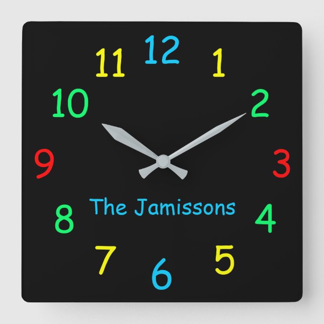 CHOOSE YOUR COLOR, Personalised Clock Black (Front)
