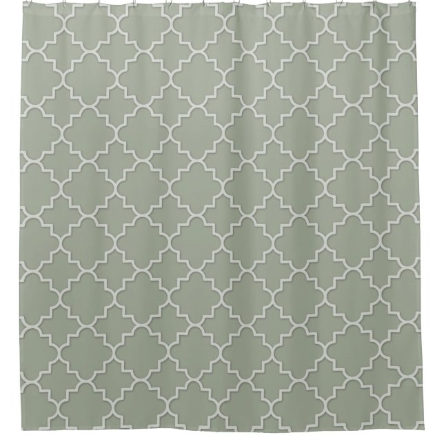 CHOOSE YOUR COLOR Shaded Quatrefoil Motif Pattern Shower Curtain (Front)