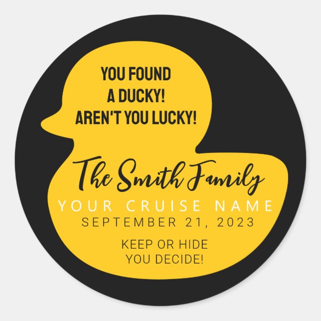  Choose Your Colour Cruise Duck Classic Round Sticker (Front)