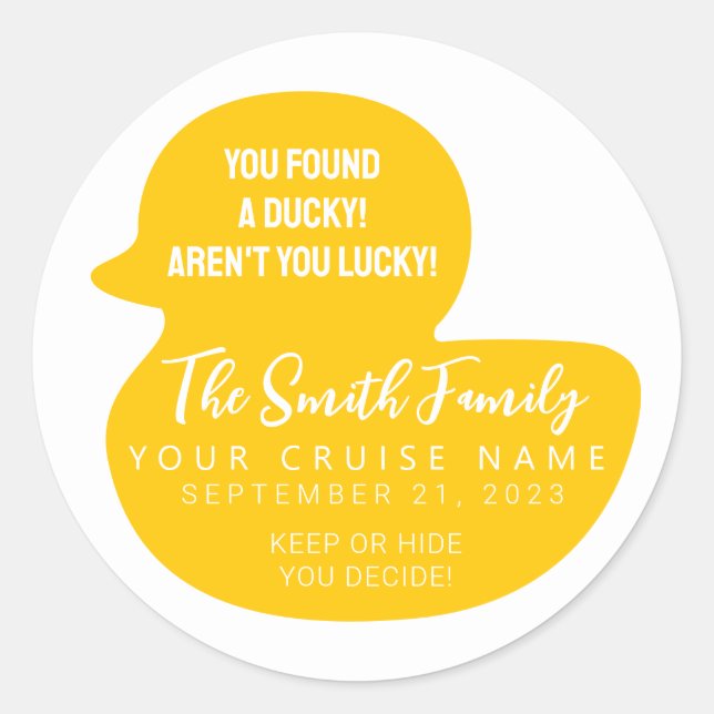  Choose Your Colour Cruise Duck Classic Round Sticker (Front)