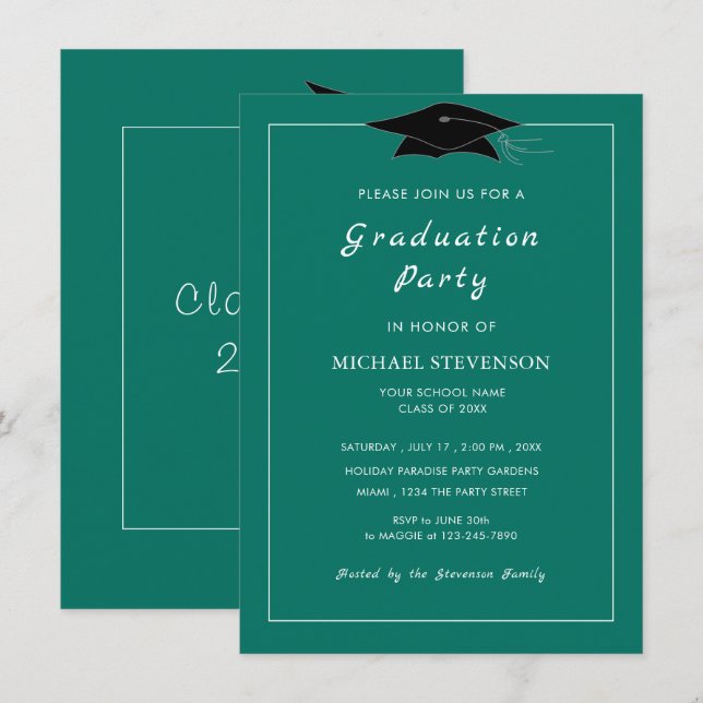 Choose Your Colour Graduation Invitations Example (Front/Back)