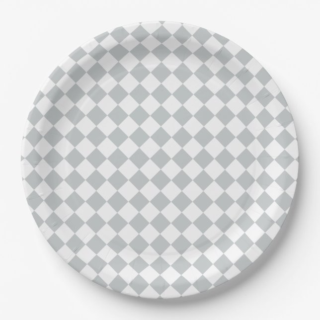 Choose your Colour in one step Chequered Diamonds Paper Plate (Front)