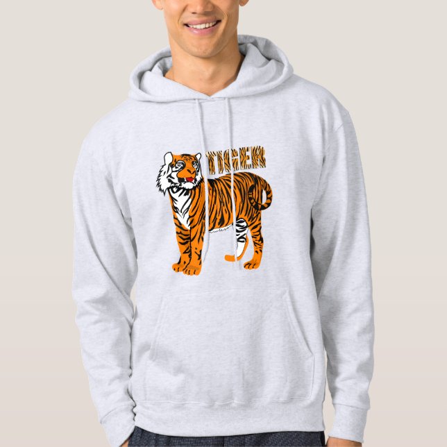 Choose your colour l Awesome tiger print Black Hoodie (Front)