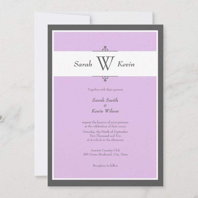 Choose Your Colour Monogram Wedding Invitations (Front)