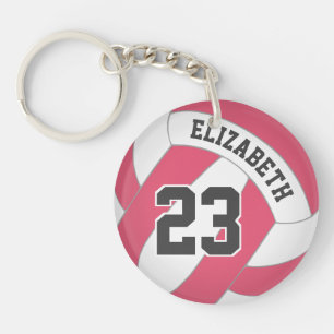 choose your colour pink white girls' volleyball key ring