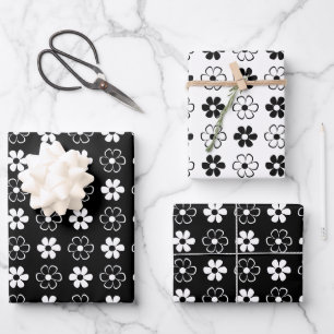 Choose Your Colours - Flowers Chequerboard Pattern Wrapping Paper Sheet
