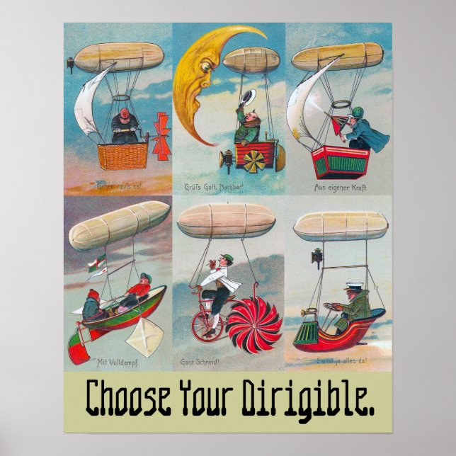 choose your dirigible wacky air ship poster (Front)