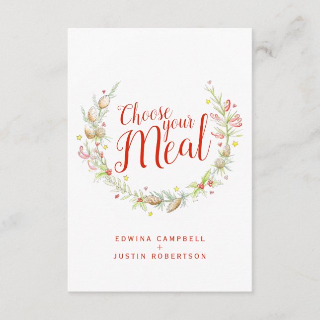 Choose your meal Christmas meal choice cards (Front)
