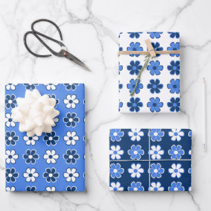 Choose Your Own Colors - Fun Retro Flowers Wrapping Paper Sheet
