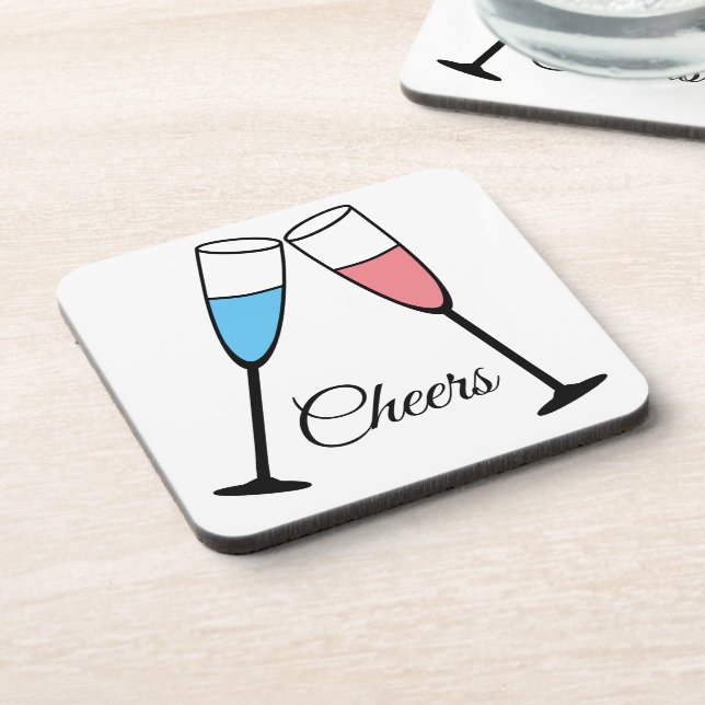 Choose Your Own Colour - Fun Champagne Glass Cheer Coaster (Left Side)