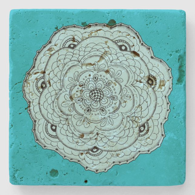 Choose Your Own Colour Lace Doily Flower Stone Coaster (Front)