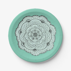Choose Your Own Colour Lacy Crochet Look Flower Paper Plate