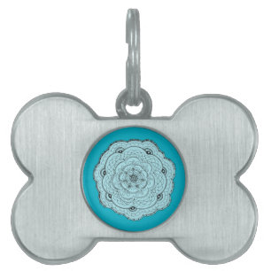 Choose Your Own Colour Lacy Crochet Look Flower Pet ID Tag