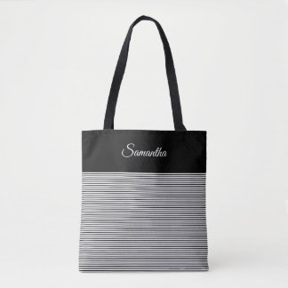 Choose Your Own Colour Simply Stripes and Name Tote Bag