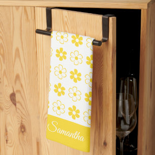 Choose Your Own Colours - Fun Retro Flowers Patter Tea Towel