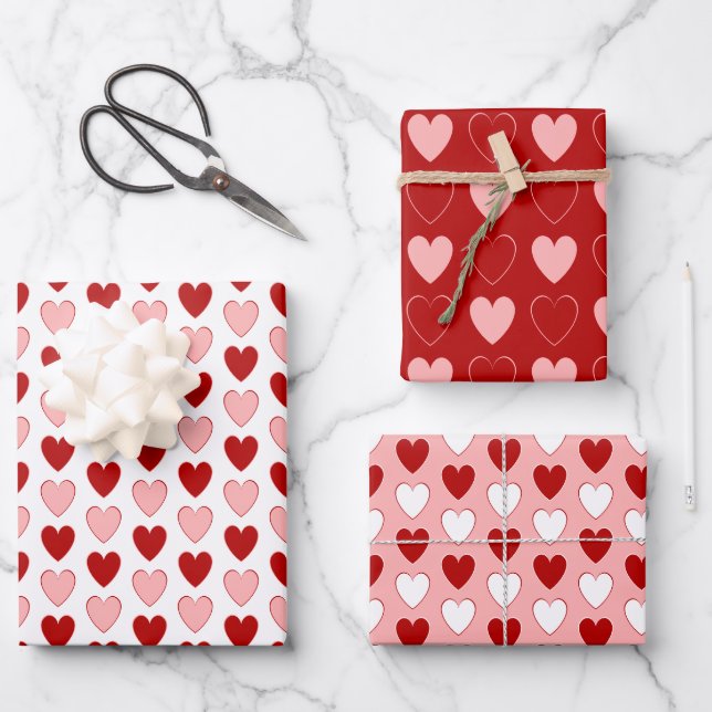 Choose Your Own Colours - Valentine Hearts Wrapping Paper Sheet (Front)