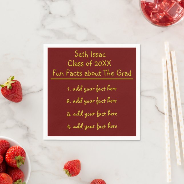 Choose your School Colours Graduation Fun Facts Napkin (Insitu)