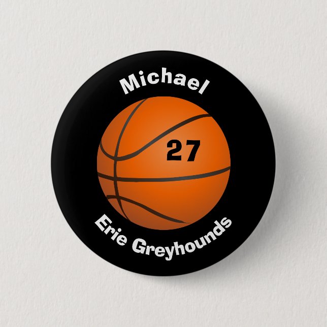 Choose your Team Colour Personalised Basketball II 6 Cm Round Badge (Front)