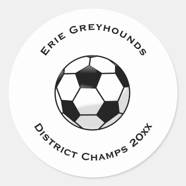 Choose your Team Colour Personalised Soccer Ball Classic Round Sticker (Front)