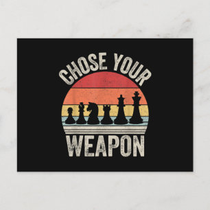 Choose Your Weapon Funny Chess Pieces Announcement Postcard