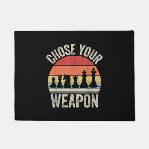 Choose Your Weapon Funny Chess Pieces Doormat